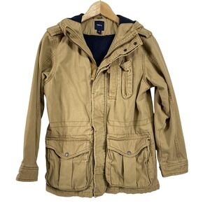 GapKids Jacket Boys Large 10 Camo Field Hooded Utility Cargo Full Zip Cotton